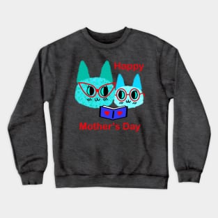 Mother’s Day Fuzzy Reading Cats Crewneck Sweatshirt